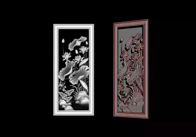 3D STL Models CNC Router - Decorative lotus flower relief 3D print model