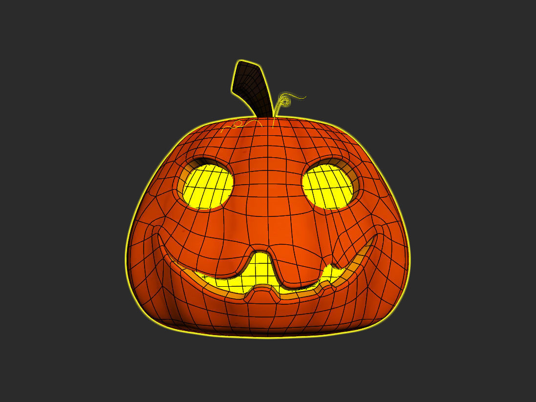 Cartoon Halloween Pumpkin 3D model_6