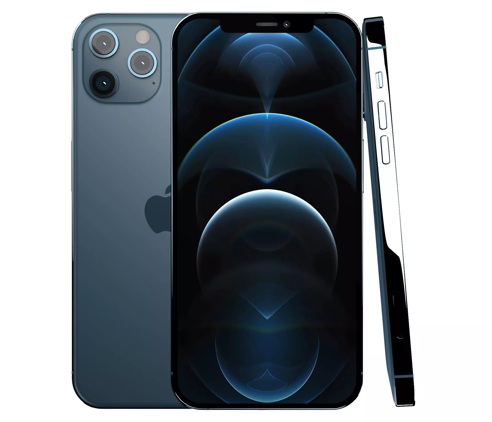 Apple iPhone 12 Pro Max Pacific Blue Low-poly 3D model