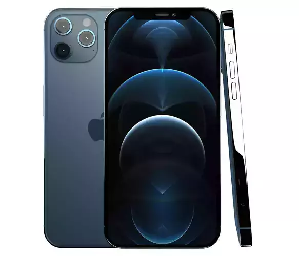 Apple iPhone 12 Pro Max Pacific Blue Low-poly 3D model