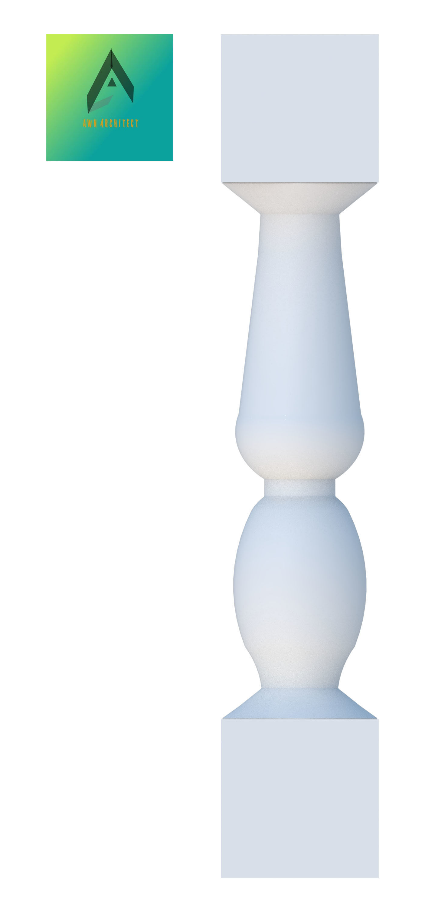 Baluster Model 8 pedestal with logo 3D print model_1