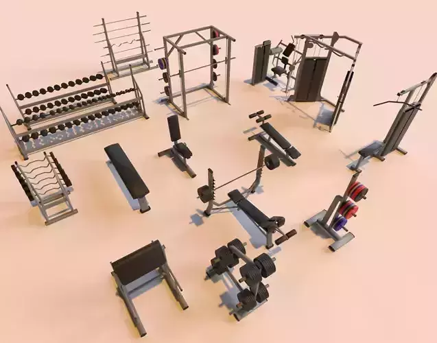 Gym Equipment Low-poly 3D model