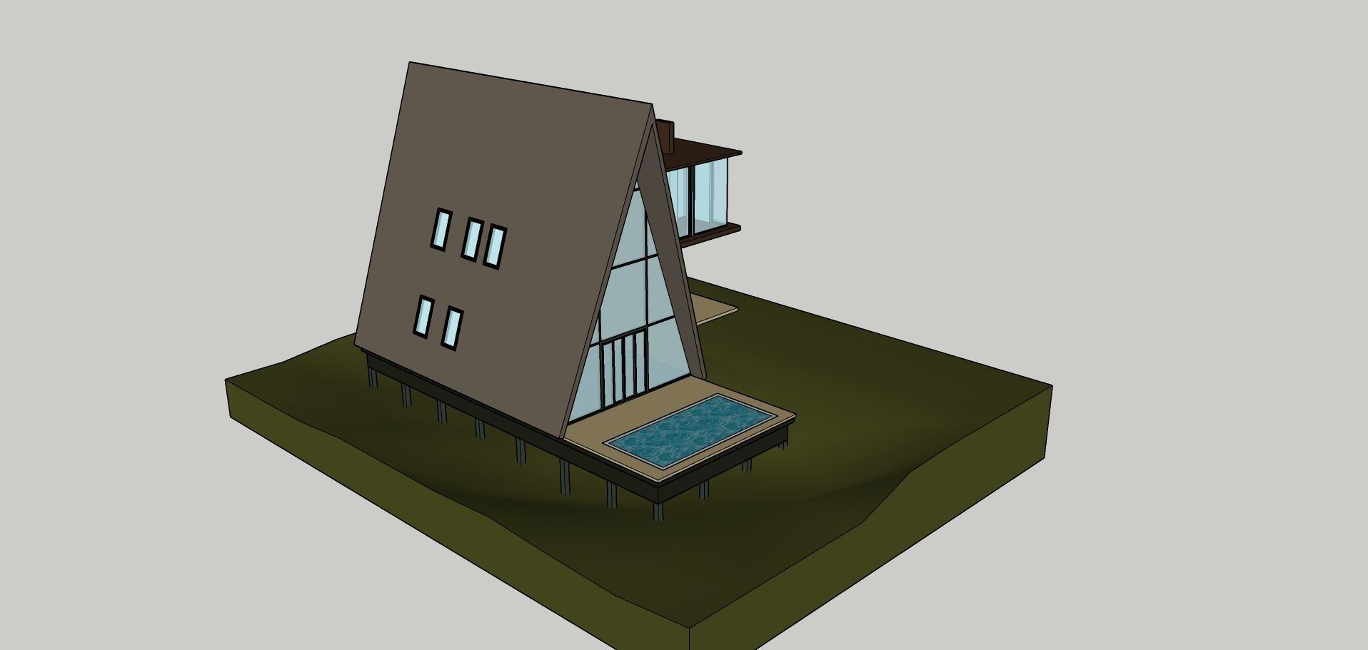 A Frame House Modern Architecture Low-poly 3D model_4