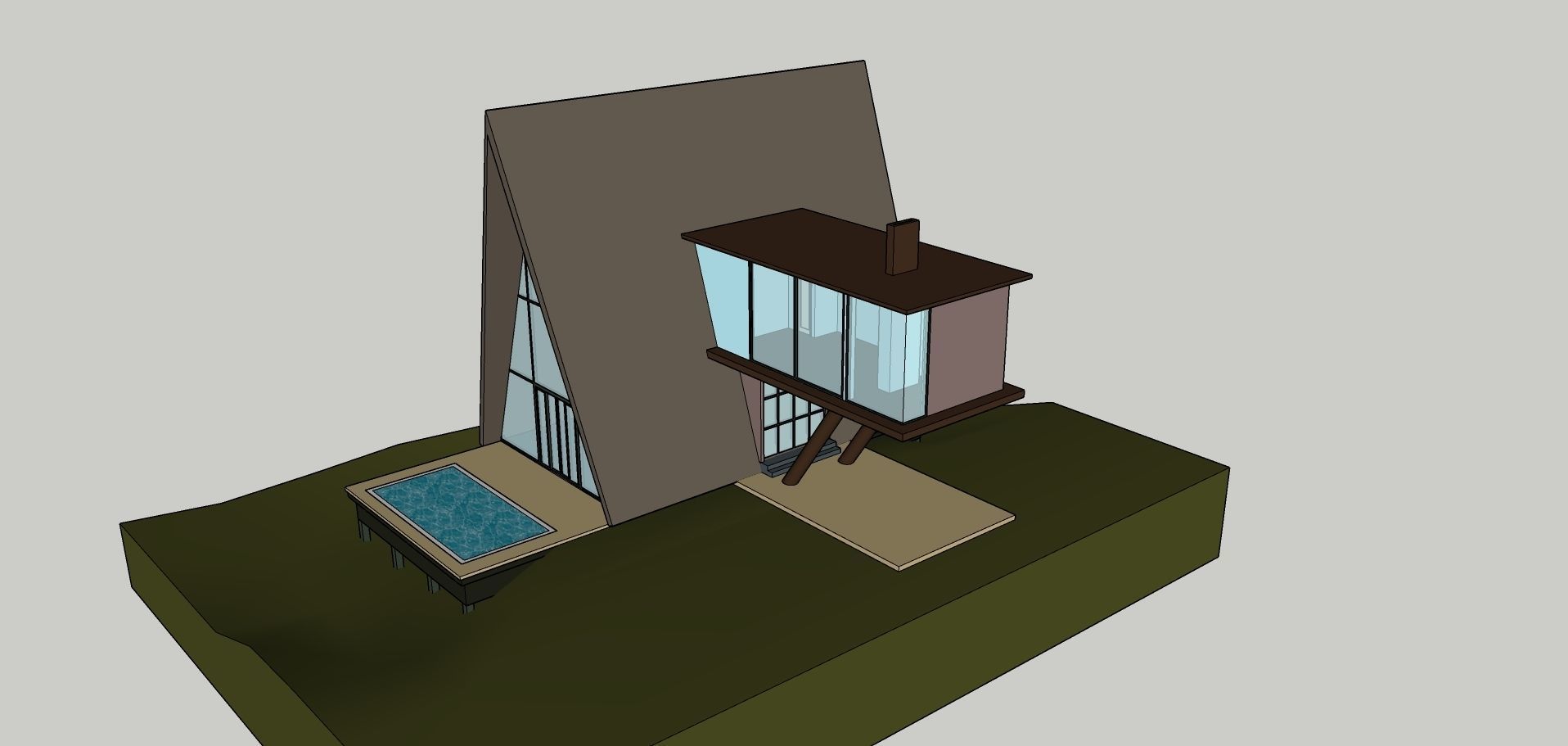 A Frame House Modern Architecture Low-poly 3D model_2