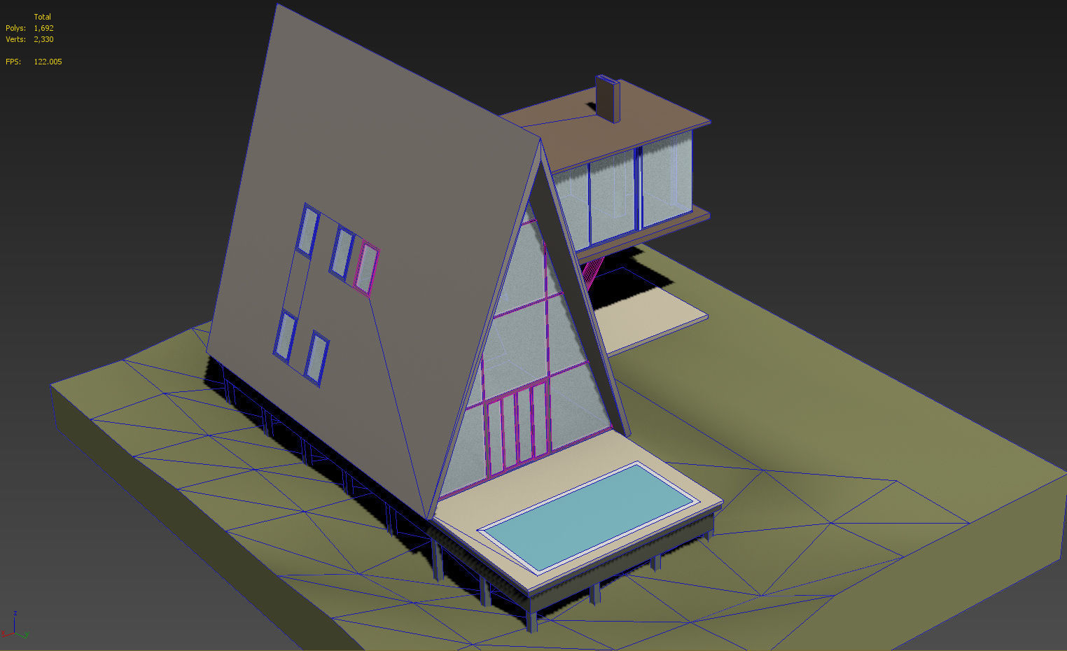 A Frame House Modern Architecture Low-poly 3D model_12