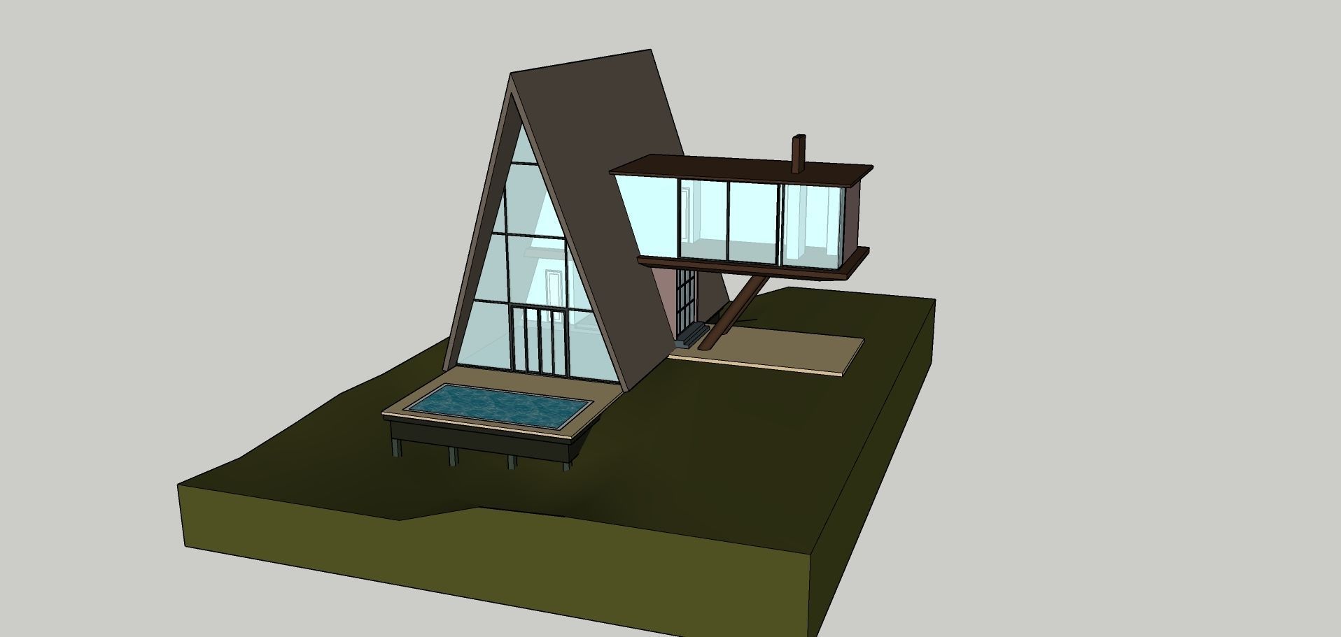 A Frame House Modern Architecture Low-poly 3D model_3
