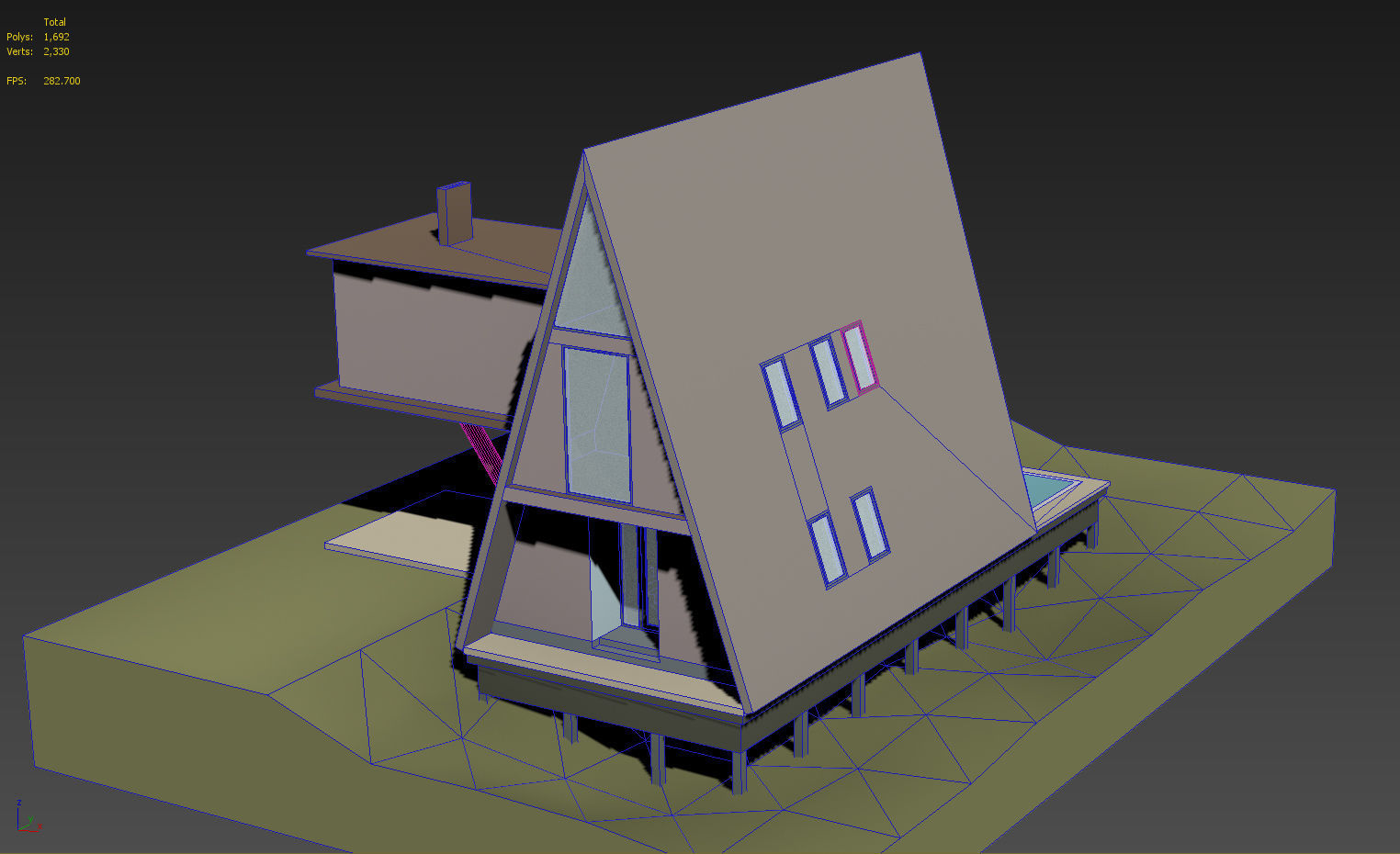 A Frame House Modern Architecture Low-poly 3D model_16