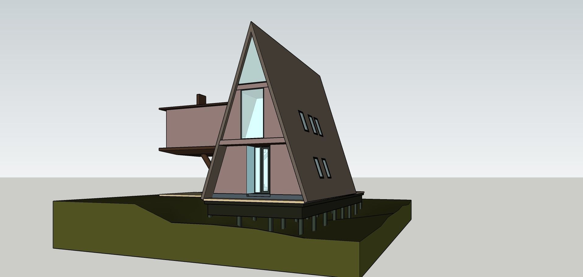 A Frame House Modern Architecture Low-poly 3D model_7