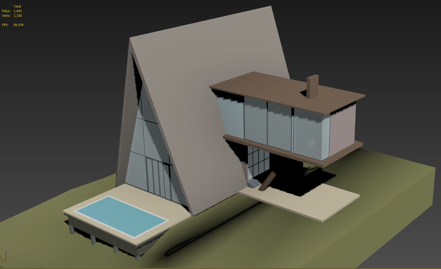 A Frame House Modern Architecture Low-poly 3D model_9