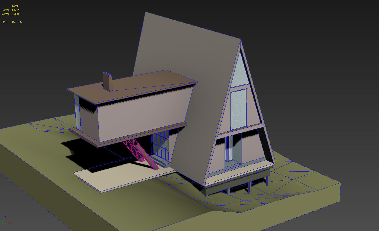 A Frame House Modern Architecture Low-poly 3D model_14