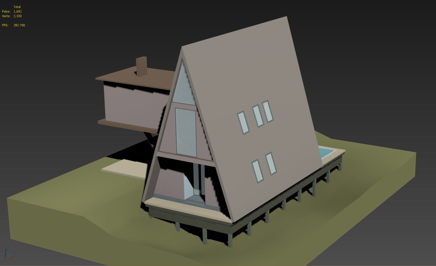 A Frame House Modern Architecture Low-poly 3D model_15