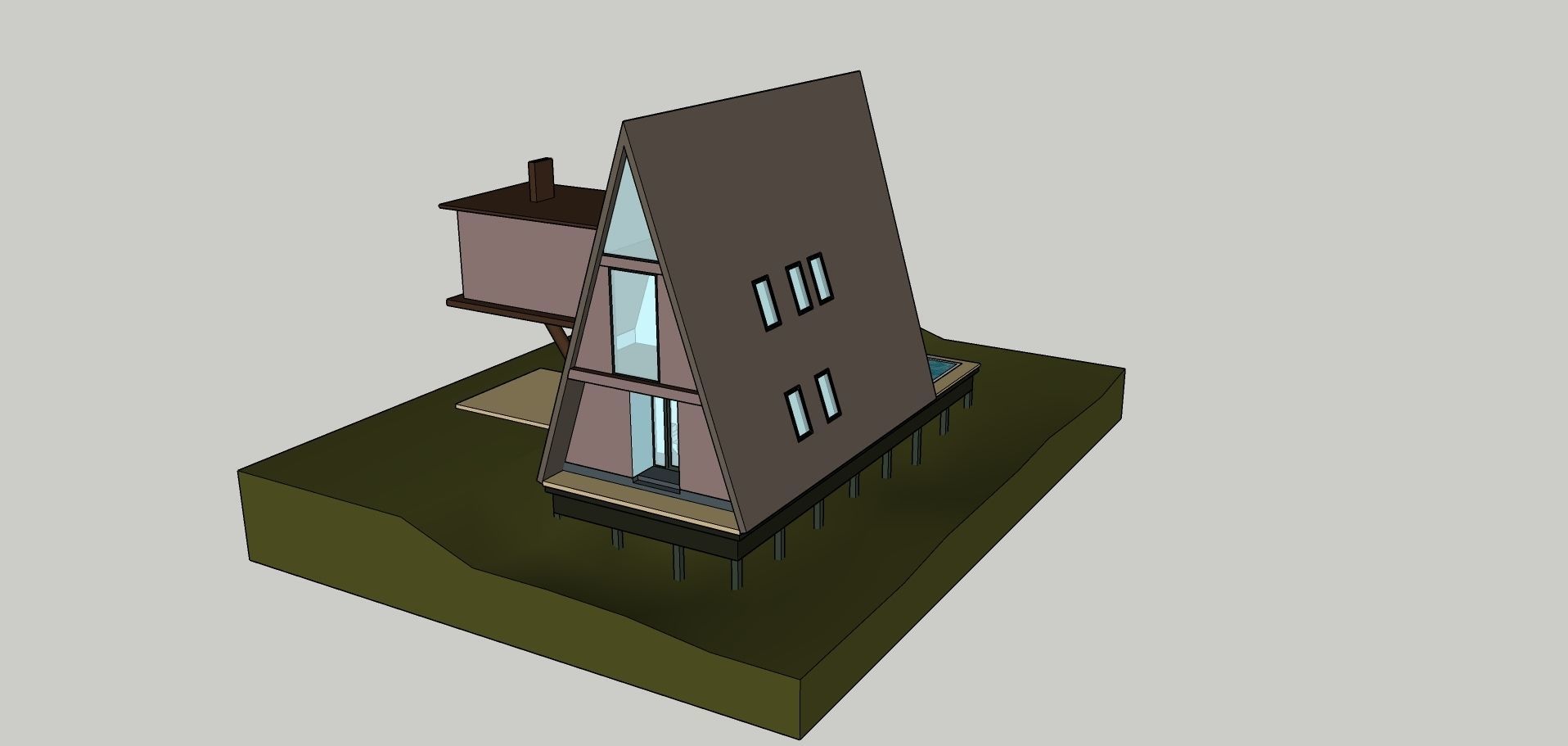 A Frame House Modern Architecture Low-poly 3D model_5