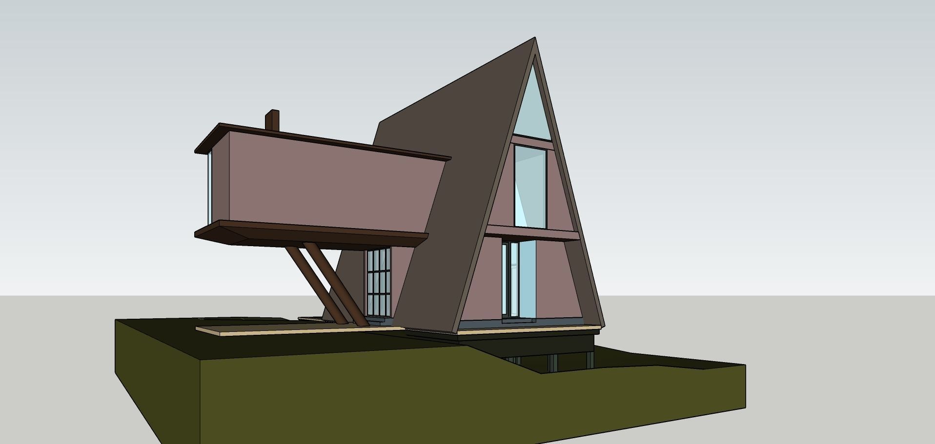 A Frame House Modern Architecture Low-poly 3D model_8