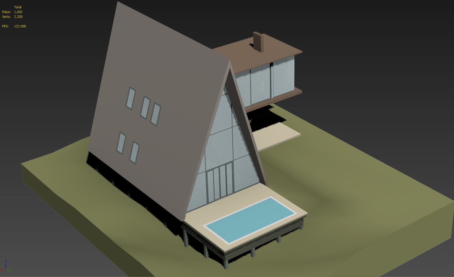 A Frame House Modern Architecture Low-poly 3D model_11
