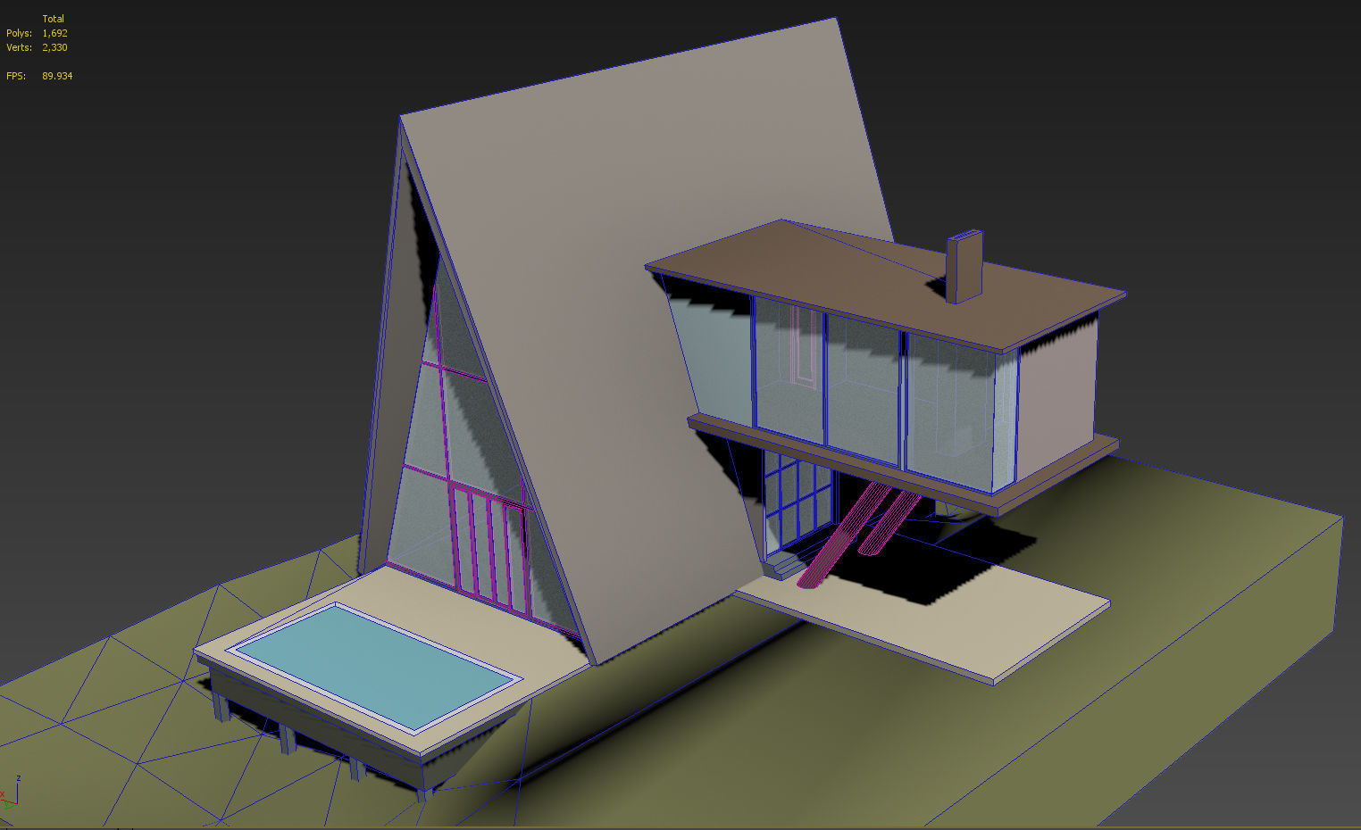 A Frame House Modern Architecture Low-poly 3D model_10