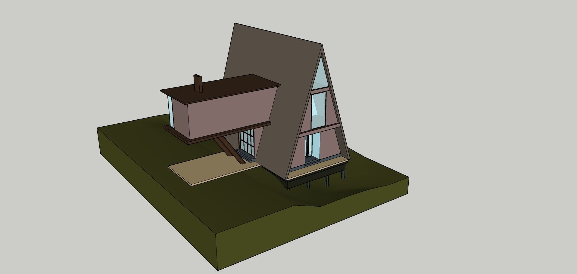 A Frame House Modern Architecture Low-poly 3D model_6