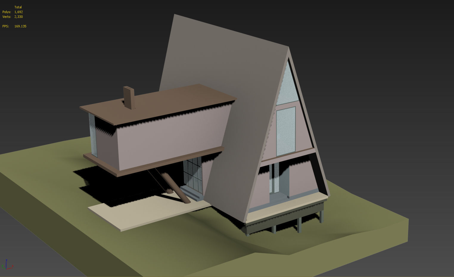 A Frame House Modern Architecture Low-poly 3D model_13