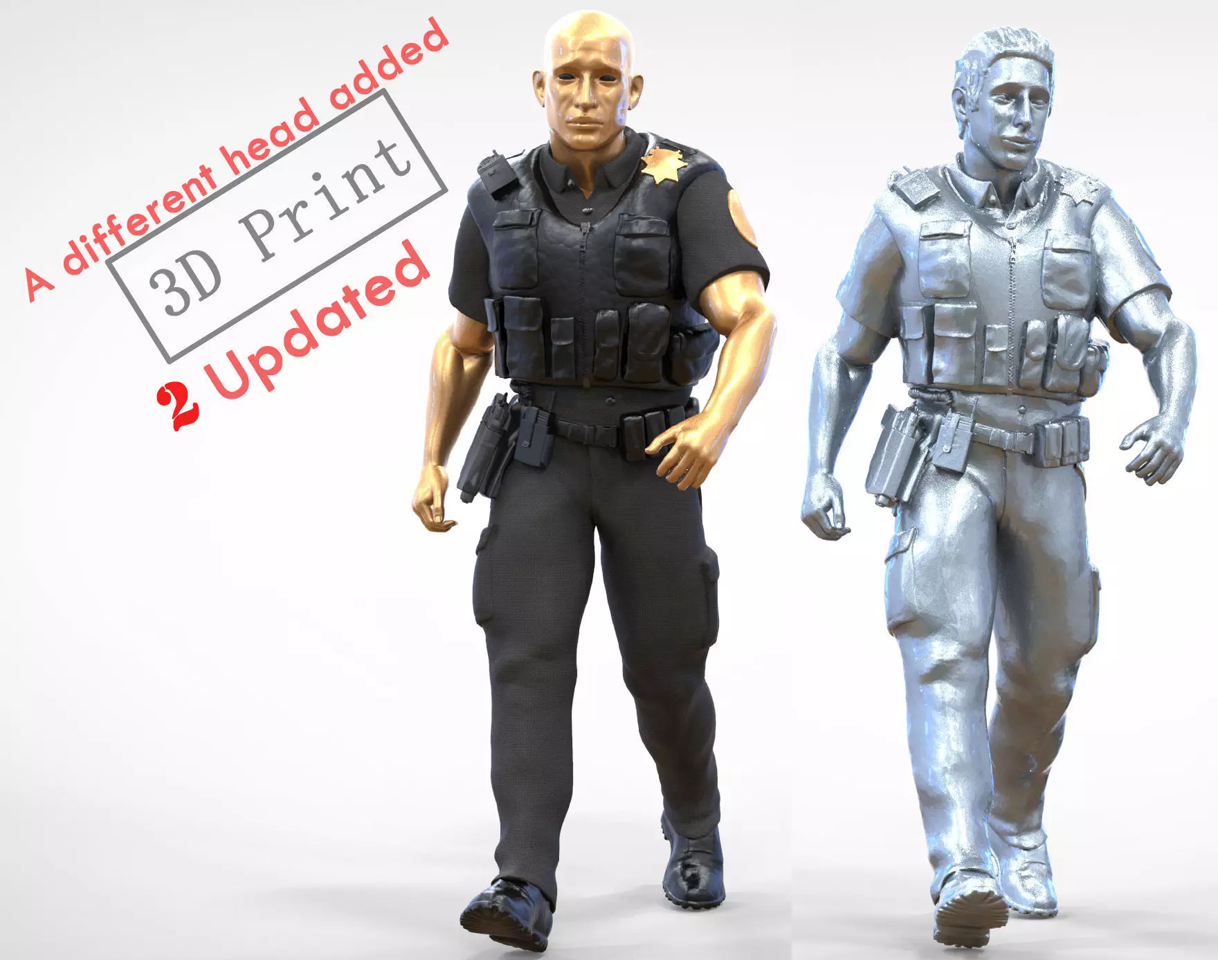 N3 American Police Officer Miniature Walking 3D print model
