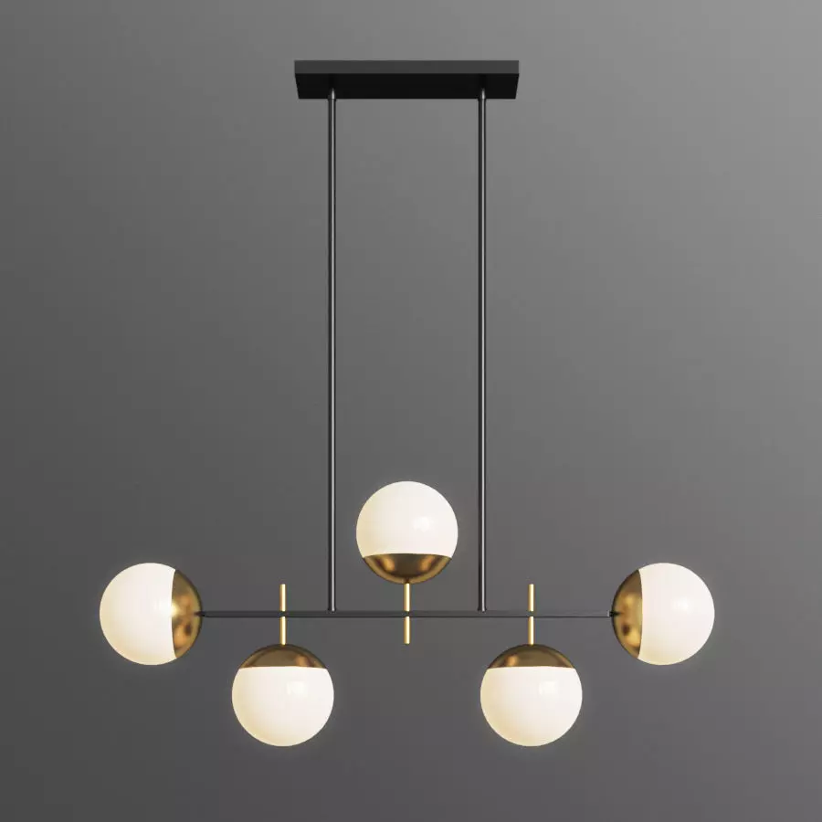Alluria 36W Weathered Black and Gold 5 Light Island Pendant 3D model_0