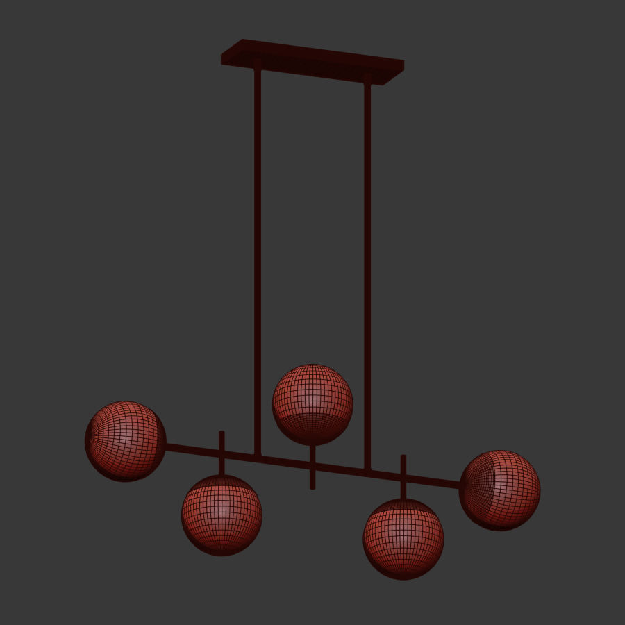 Alluria 36W Weathered Black and Gold 5 Light Island Pendant 3D model_4