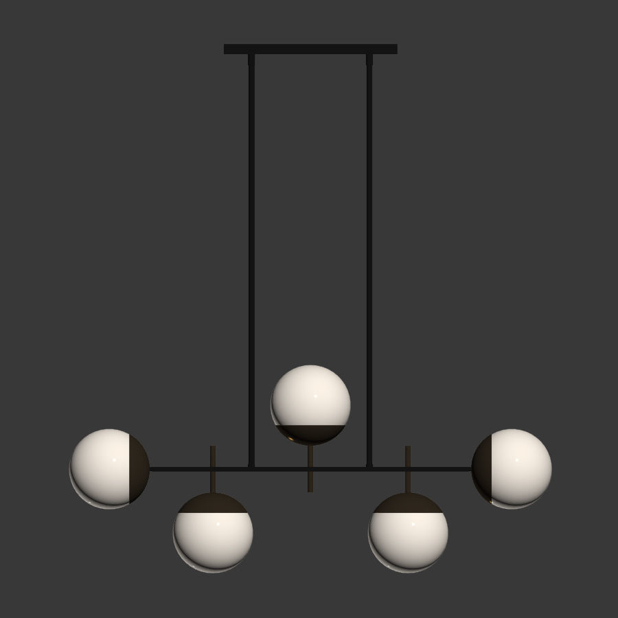 Alluria 36W Weathered Black and Gold 5 Light Island Pendant 3D model_1