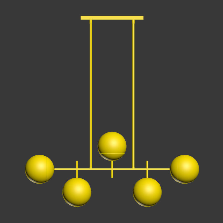 Alluria 36W Weathered Black and Gold 5 Light Island Pendant 3D model_2