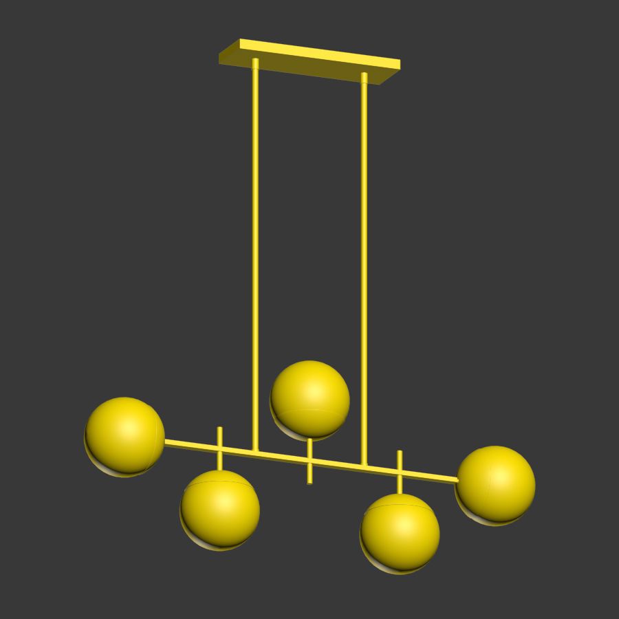 Alluria 36W Weathered Black and Gold 5 Light Island Pendant 3D model_3