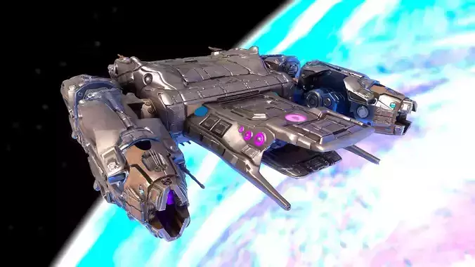 Sci-fi Battle Spaceship Essenor-Rigged Low-poly 3D model
