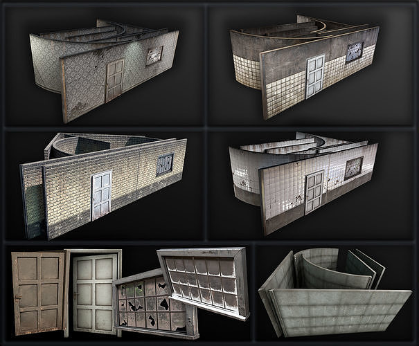 exterior city building objects - low-poly - street 3D Model Pack 5