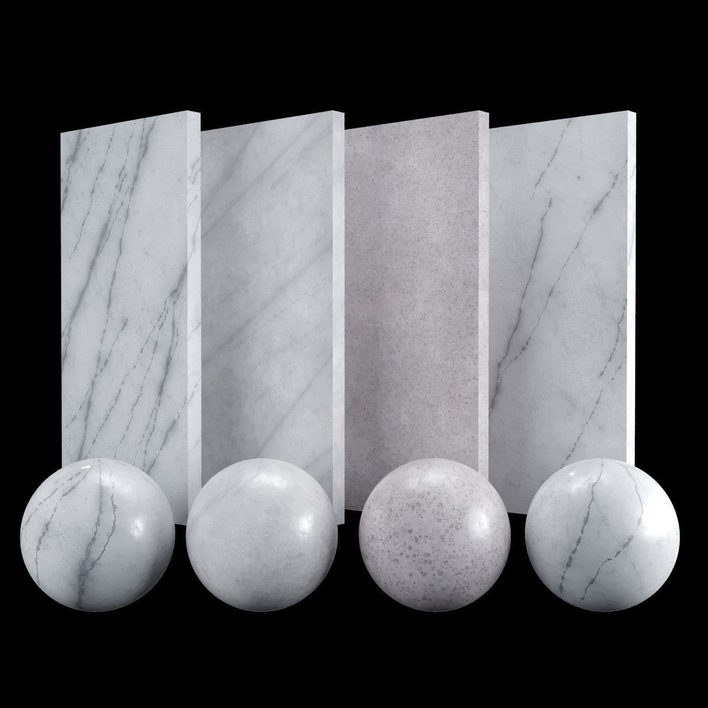 White Carrara 02 Marble Texture PBR Vray Corona 400 x 400 cm