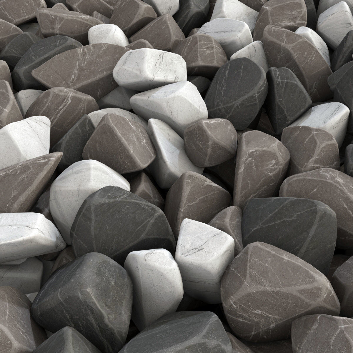 Rock brown white black stone n1 3D model_10