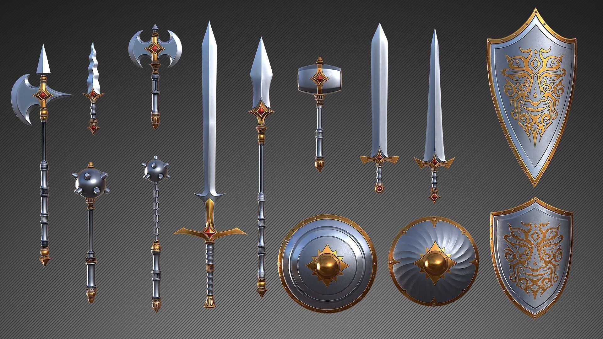 Fantasy Weapons Low-poly 3D model_1