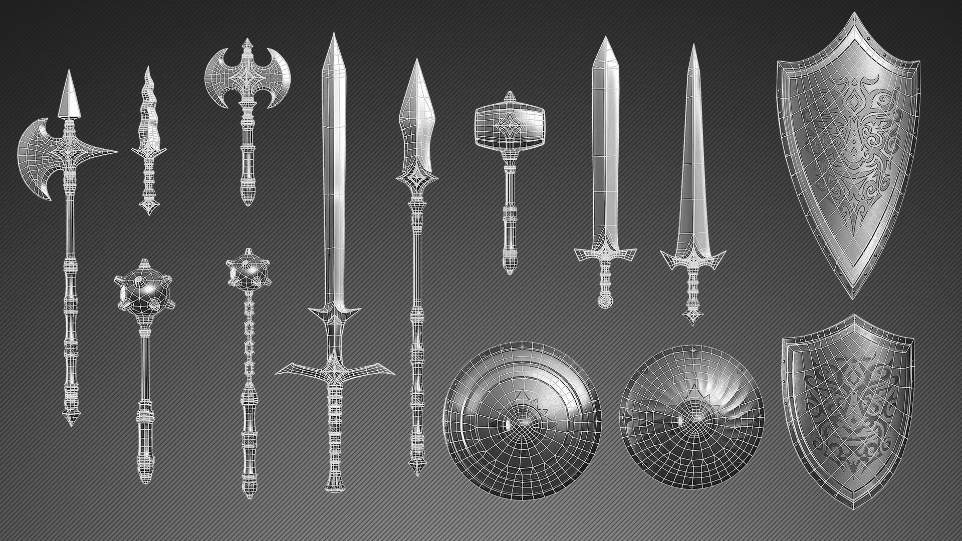 Fantasy Weapons Low-poly 3D model_2