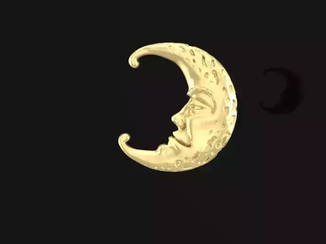 the moon gold crescent with face