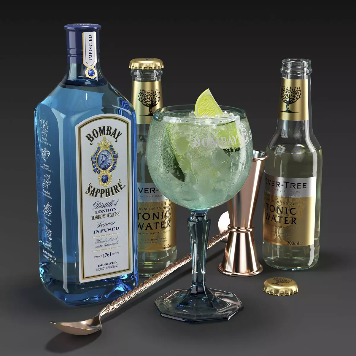 Bombay Sapphire Cocktail Set 3D model_0