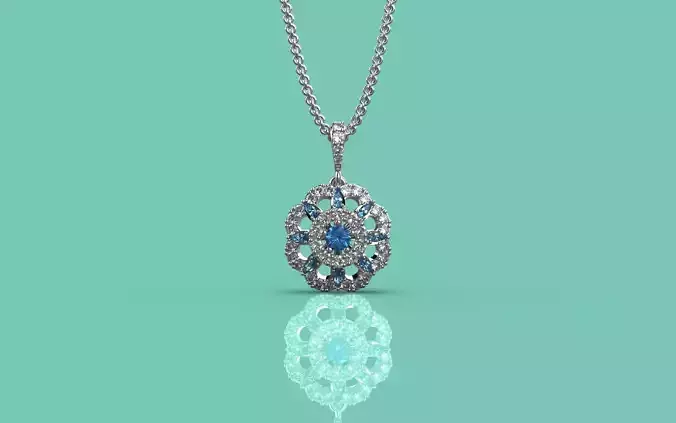 Classical Blue floral Pendant - Jewelry 3D - PG-377 3D print model