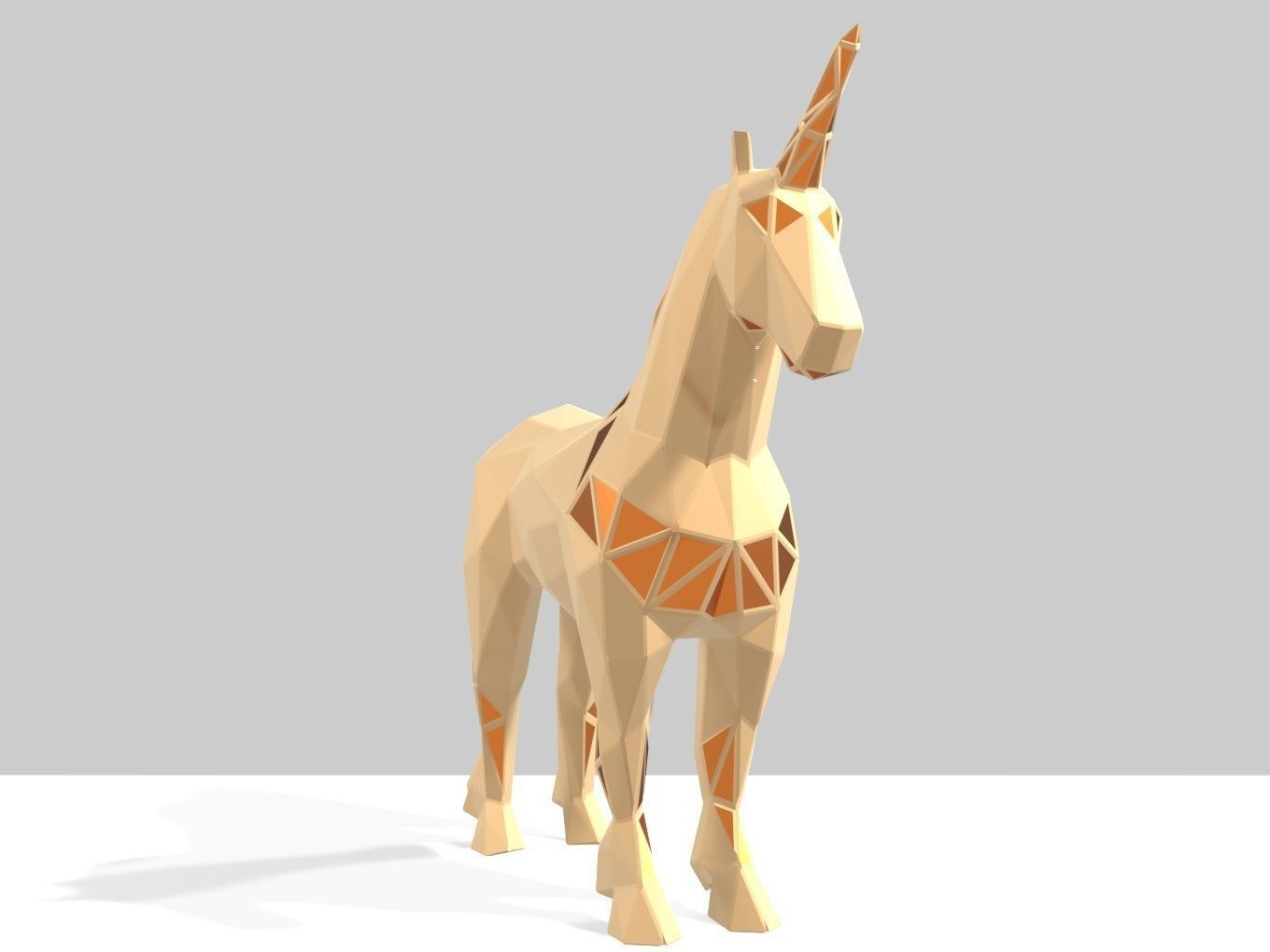 Polygonal Unicorn Parametric 3D print model_7