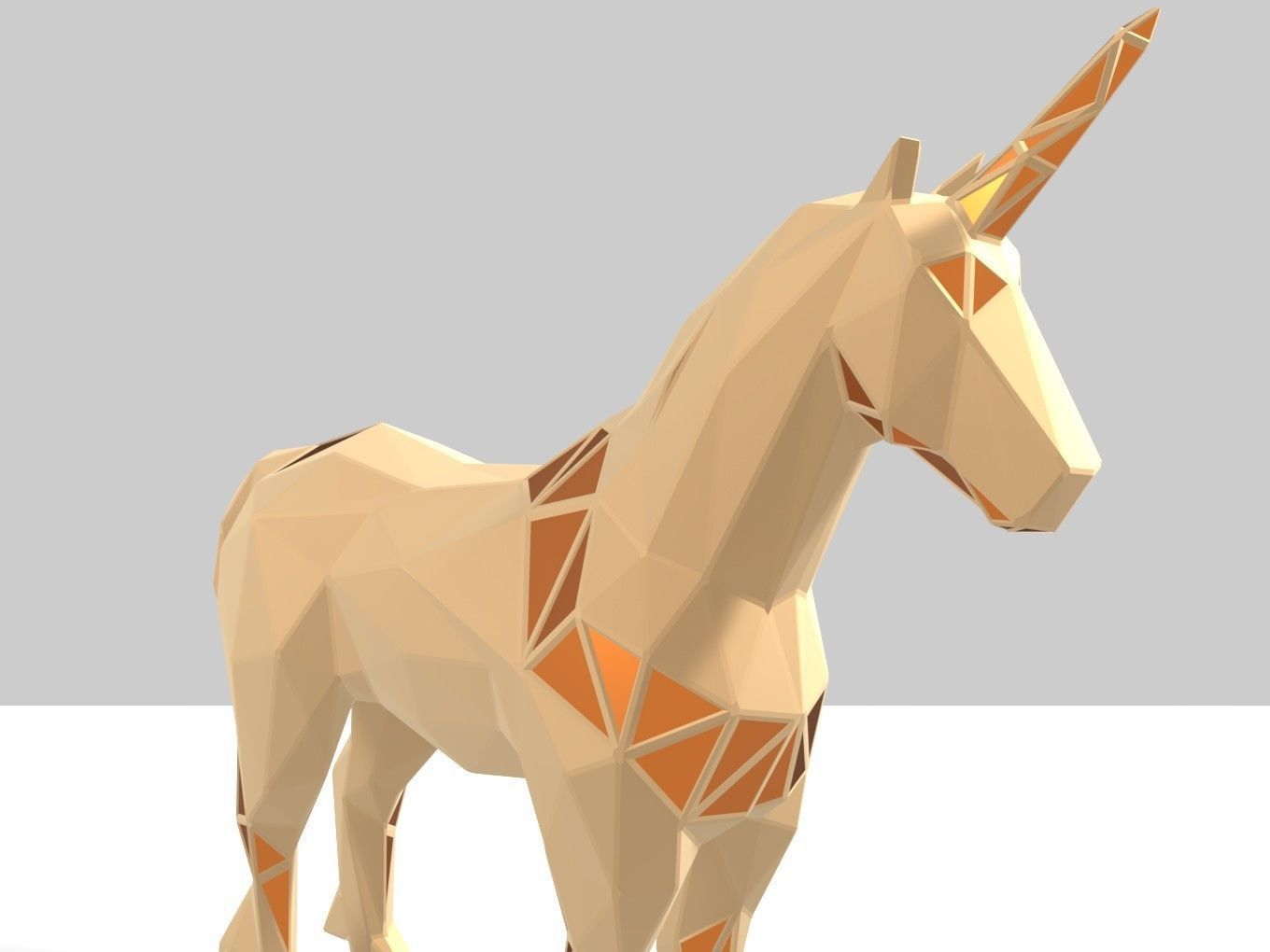 Polygonal Unicorn Parametric 3D print model_6