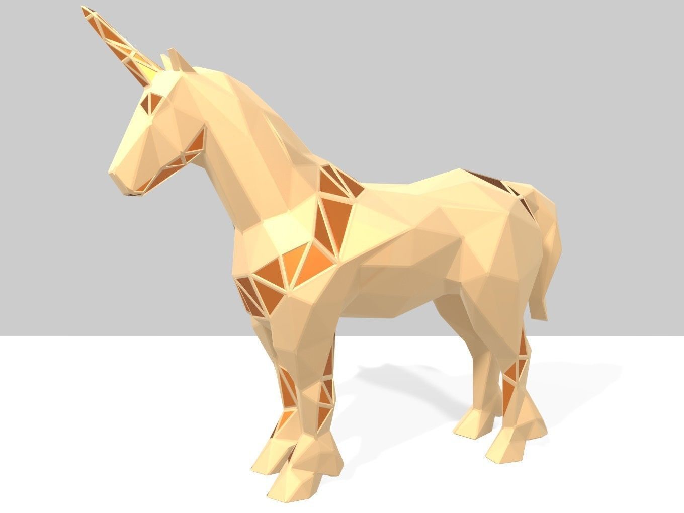 Polygonal Unicorn Parametric 3D print model_3
