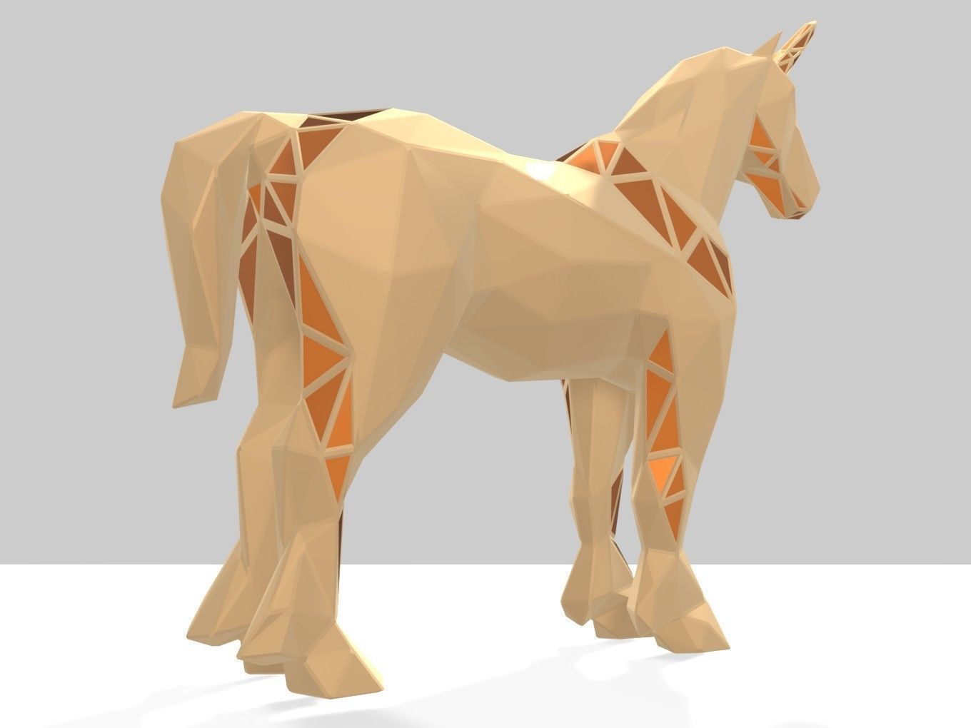 Polygonal Unicorn Parametric 3D print model_5