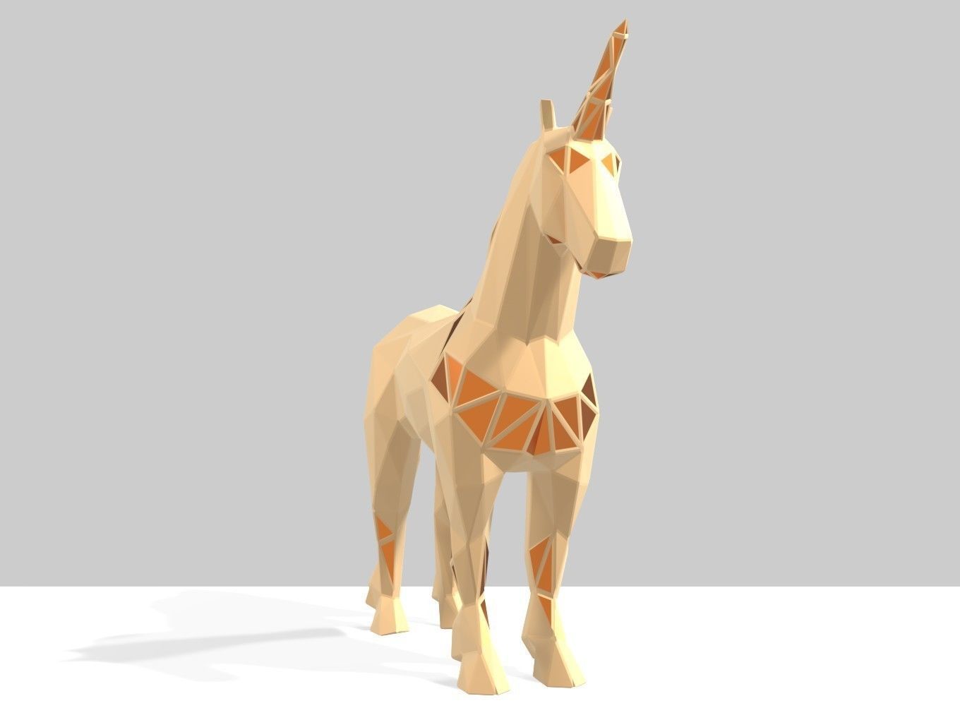Polygonal Unicorn Parametric 3D print model_1