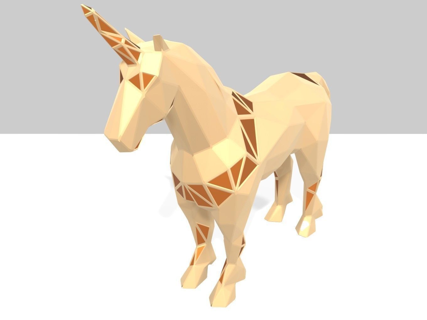 Polygonal Unicorn Parametric 3D print model_2