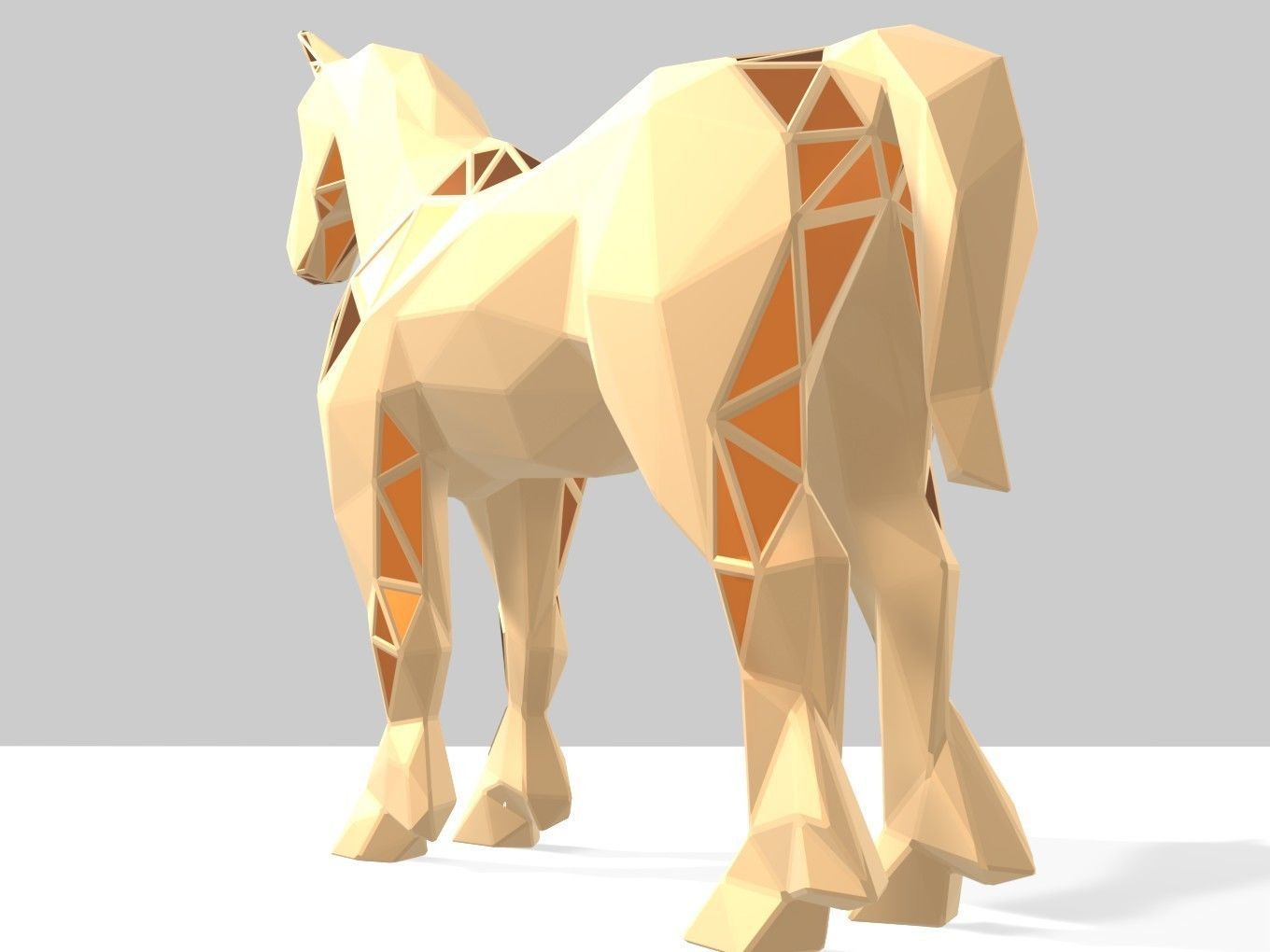 Polygonal Unicorn Parametric 3D print model_4
