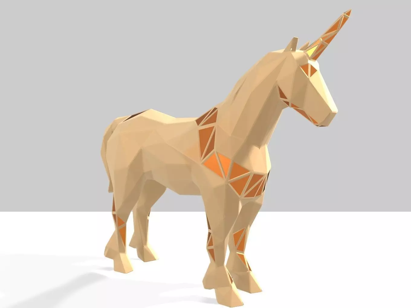 Polygonal Unicorn Parametric 3D print model_0