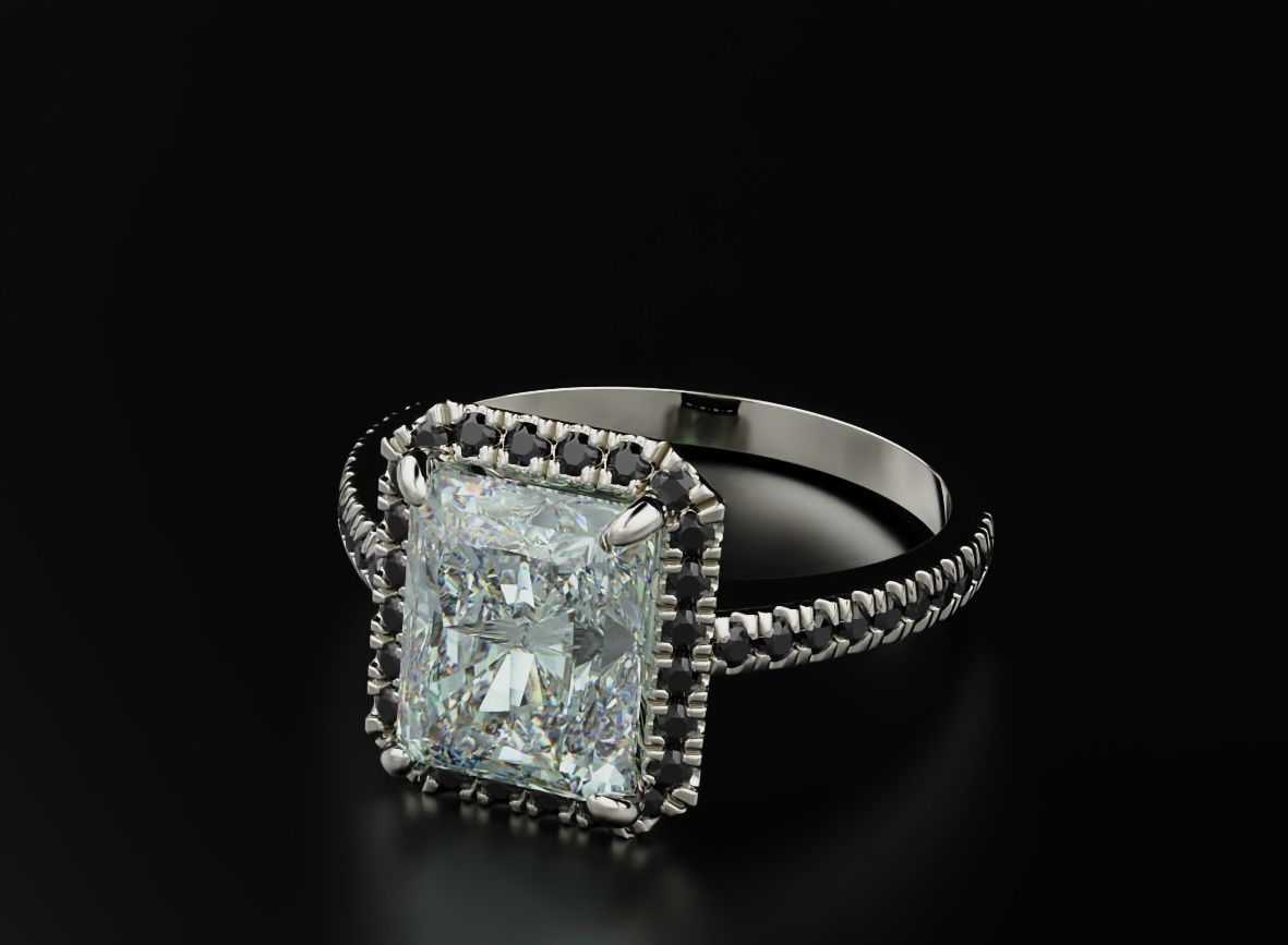 Ring with diamonds and emerald 551 3D print model_8