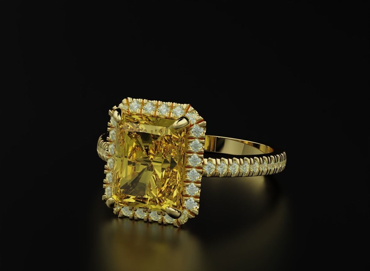 Ring with diamonds and emerald 551 3D print model_11