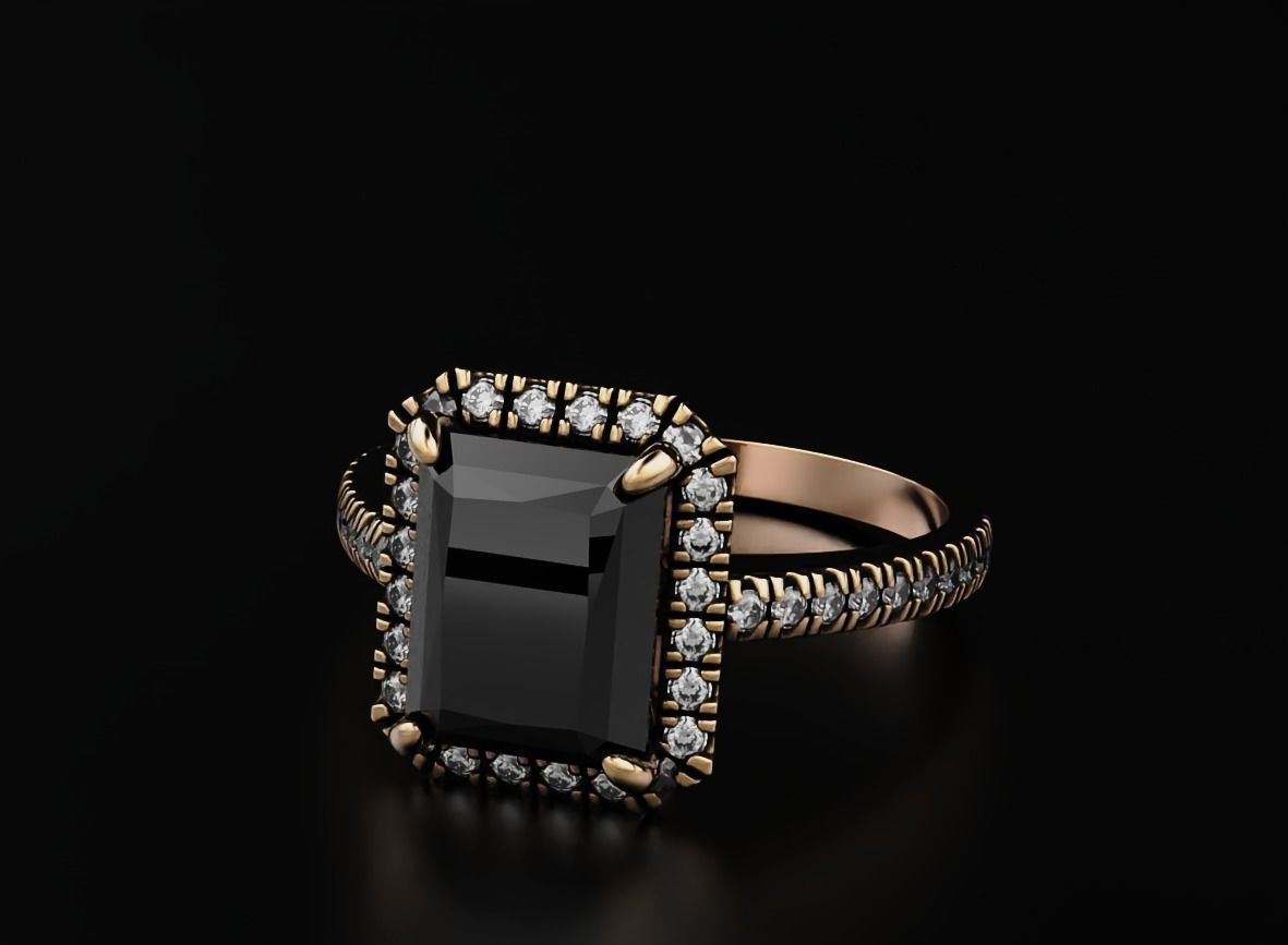 Ring with diamonds and emerald 551 3D print model_5