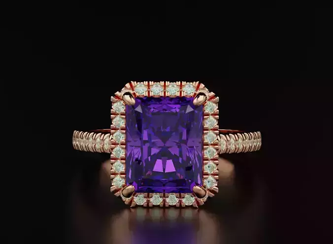 Ring with diamonds and emerald 551