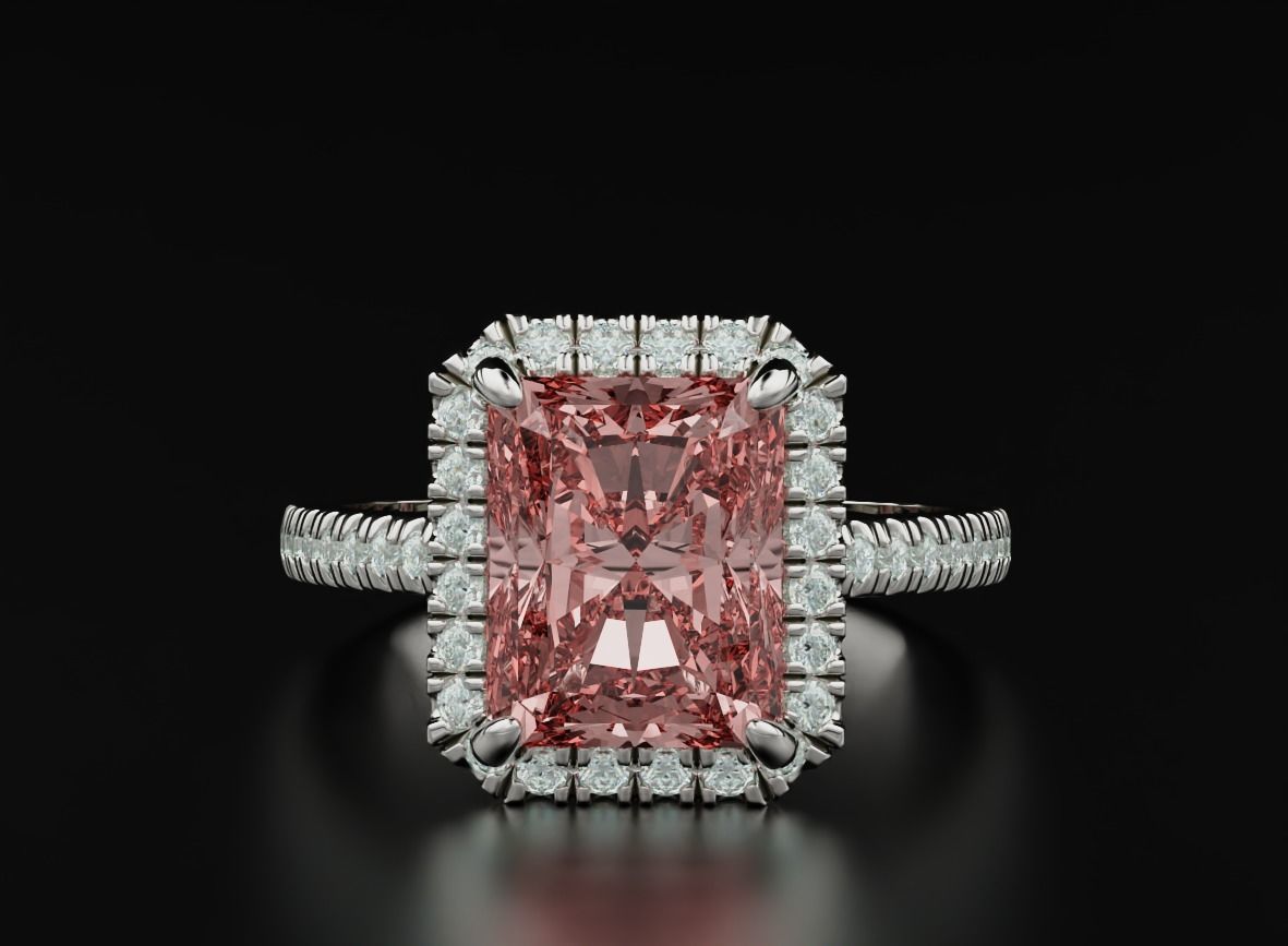 Ring with diamonds and emerald 551 3D print model_10