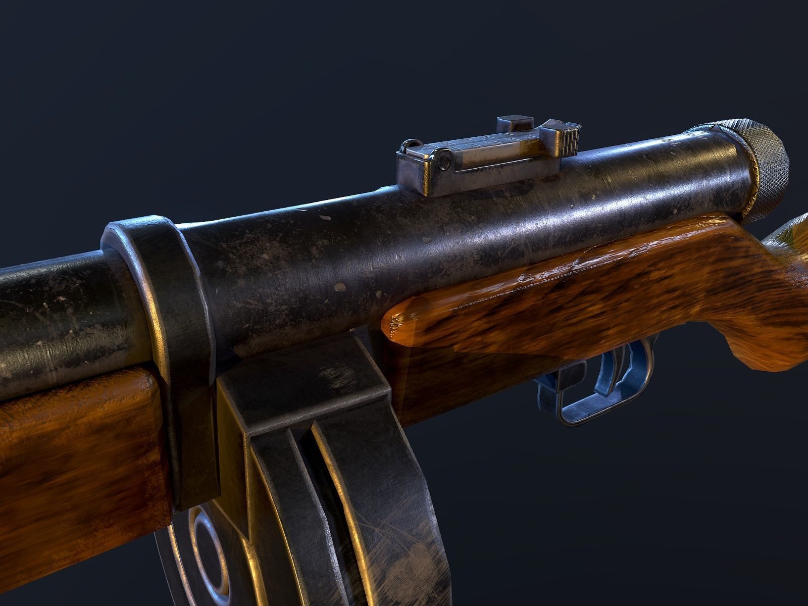 PPD40 soviet ww2 machine gun pbr Low-poly 3D model_9